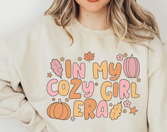 In my Cozy Girl Era Shirt, Fall Pumpkin, Fall Tshirt Designs