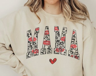 Mama Leopard Lips Sweatshirt, Cute Valentine Gift Shirt, Valentine Lover Gift I Love You Mama Valentine Shirt Mama Shirt Cute Valentines tee