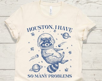 Retro Raccoon in Space T-Shirt, Funny Galaxy Graphic Tee