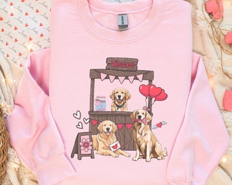 Cute Golden Retriever Valentines Day Sweatshirt, gift for Golden Yellow dog owner, Goldie lover gift, funny valentines shirt for dog mama