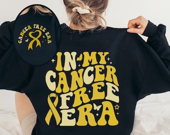 Cancer Free Era Sweatshirt: Bone Cancer Awareness, Yellow Ribbon Warrior Shirt