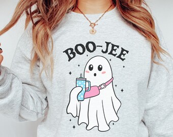 Bluza z nadrukiem Boo-jee Ghost: Modne, retro, komfortowe kolory na Halloween