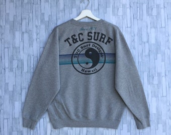 Vintage T&C Surf Designs Surf Sweatshirt Big Logo Spellout Surfing Jumper Pullover