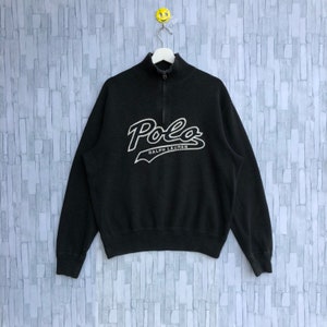 Vintage Polo Ralph Lauren Sweatshirt Half Zipper Embroidery Spellout Jumper Pullover