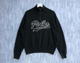 Vintage Polo Ralph Lauren Sweatshirt Half Zipper Embroidery Spellout Jumper Pullover