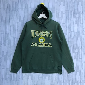 Vintage University Of Alaska Hoodie Sweatshirt Spellout Big Logo Jumper Pullover