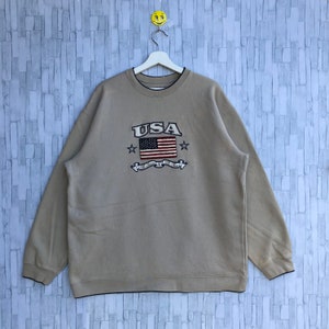 Vintage USA Sweatshirt Embroidery Big Logo Spellout Jumper Pullover