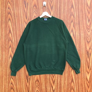 Vintage Green Plain Sweatshirt Pullover Crewneck