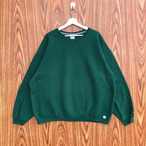 Vintage Green Plain Sweatshirt Pullover Crewneck