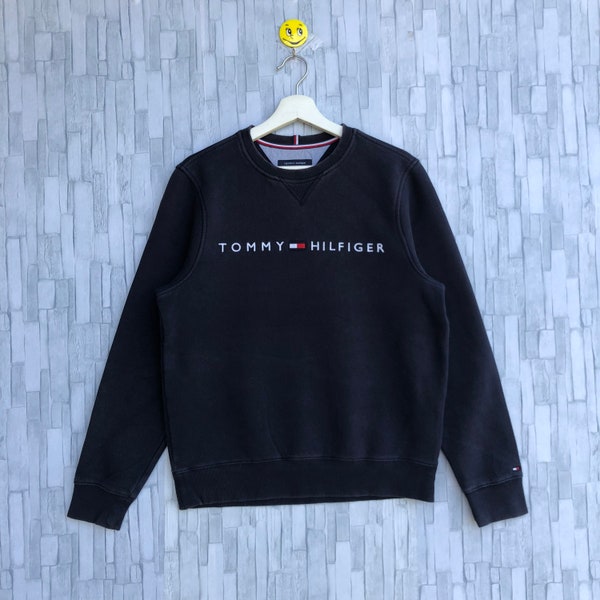 Vintage Tommy Hilfiger Sweatshirt Embroidery Spellout Big Logo Jumper Pullover