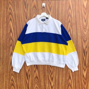 Vintage 90s Triples Polo Sweatshirt Stripe Pullover
