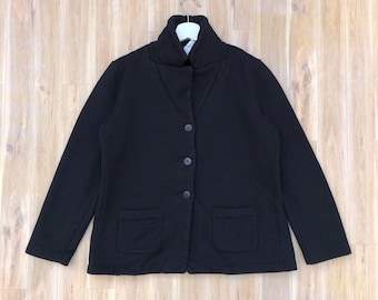 Vintage Agnes B Cardigan Snap Button Black Sweater Cardigan Size