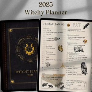 2025 Witchy Digital Planner: Daily, Weekly, Monthly (Hyperlinked PDF)