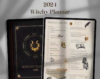 2024 Witchy Digital Planner | Yearly, Monthly, Weekly, Daily Planner | Budget Planner, Meal Planner, Student Planner | Withcy Journal, Light