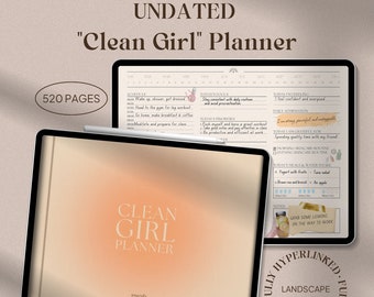CLEAN GIRL Undated Digital Planner | Daily, Weekly, Monthly Goodnotes iPad Planner, Self-Care Planner, ADHD Friendly Planner, Meal Planner