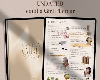 VANILLA GIRL Undated Digital Planner | Daily, Weekly, Monthly Goodnotes iPad Planner, Self-Care Planner, ADHD Friendly Planner, Meal Planner