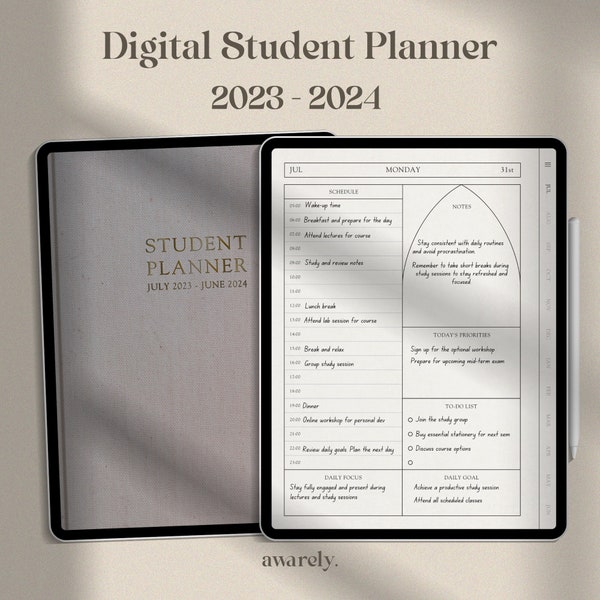 2023-2024 Digital Student Planner, Academic Planner for Goodnotes, College iPad Planner, School Planner, Daily Planner, Academia Aesthetic