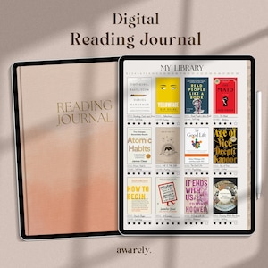 Digital Reading Journal, Book Review & Library Tracker for Goodnotes, Digital Reading Log, Digital Bookshelf, Reading Planner for iPad