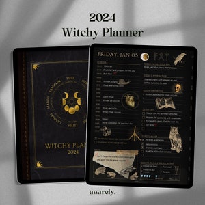 2024 Witchy Digital Planner | Yearly, Monthly, Weekly, Daily Planner | Budget Planner, Meal Planner, Student Planner | Withcy Journal, Dark