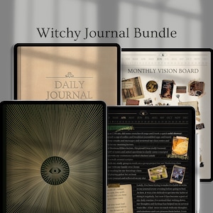 Digital Daily Witchy Journals Bundle Notebooks, Undated Bullet Journals with Digital Stickers, 365 Days Journal Pack, Reading Journals