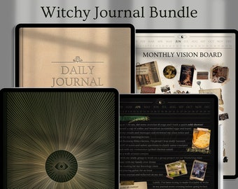 Digital Daily Witchy Journals Bundle Notebooks, Undated Bullet Journals with Digital Stickers, 365 Days Journal Pack, Reading Journals