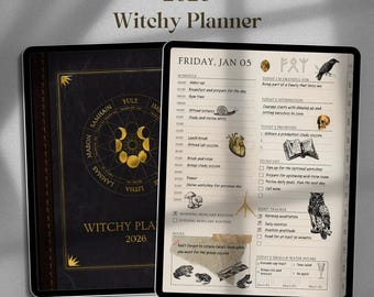 2026 Witchy Digital Planner: Daily, Weekly, Monthly (Hyperlinked PDF)