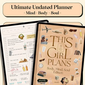 Questa ragazza pianifica un'agenda digitale senza data / Agenda giornaliera, settimanale, mensile per iPad Goodnotes, Cura di sé, Agenda adatta all'ADHD, Agenda dei pasti