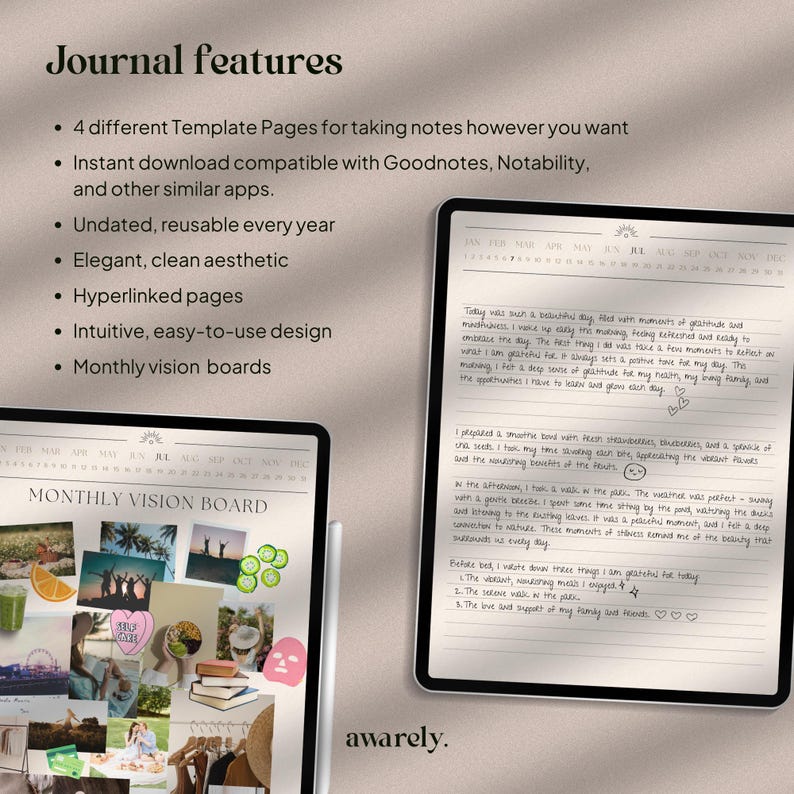 Minimalist Digital Daily Journal: Undated Lined Notebook (PDF) - Etsy