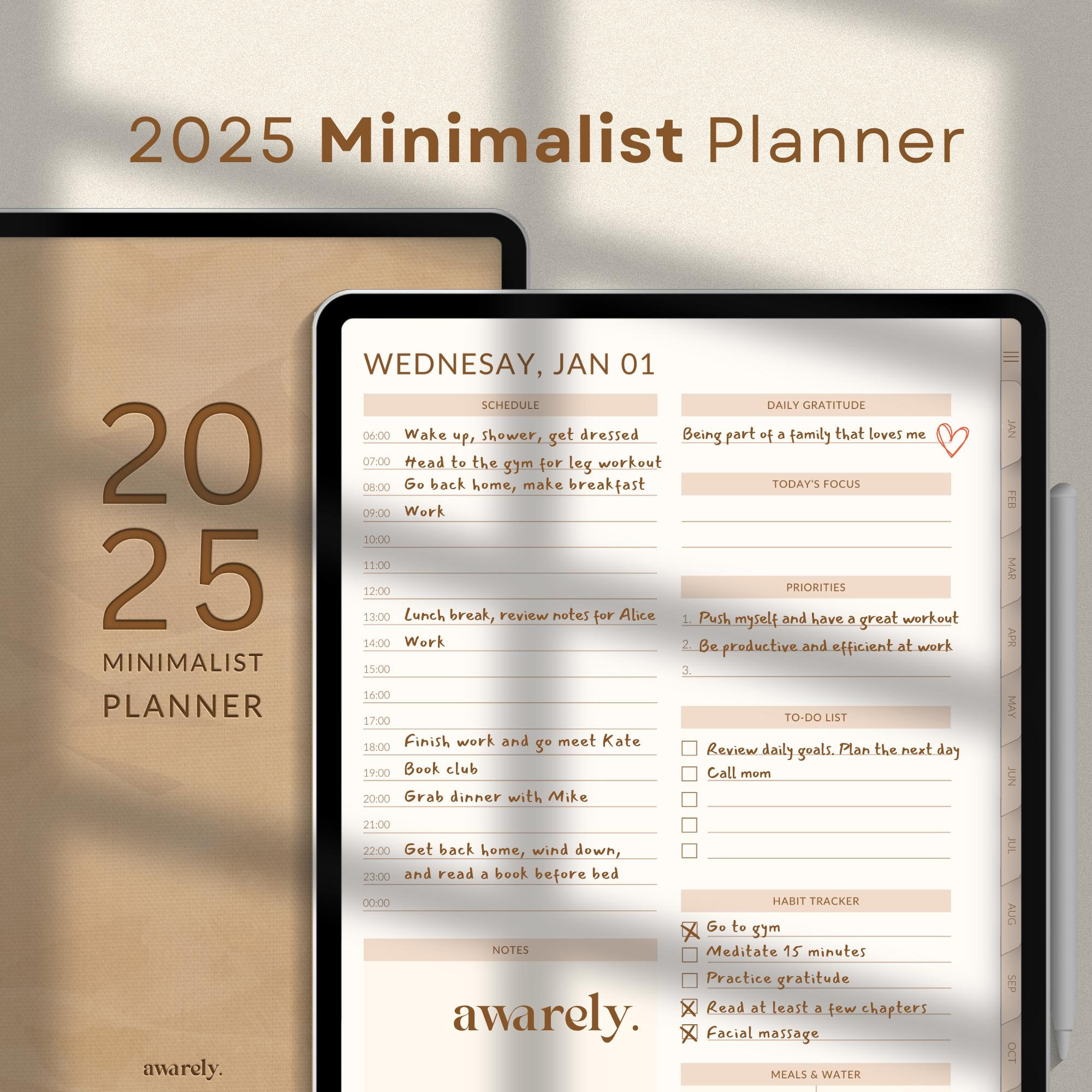 2025 Minimalist Digital Planner: Goodnotes iPad Planner (Hyperlinked PDF)