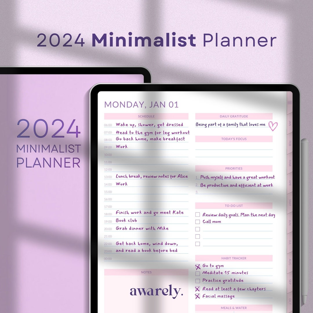 Minimalist 2024 Digital Planner Daily, Weekly, Monthly Goodnotes iPad ...