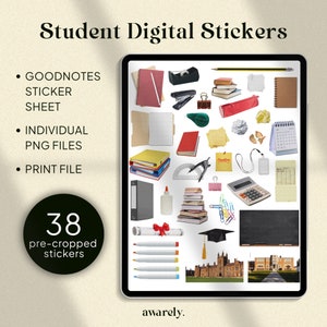 Student Digital Stickers: Pre-Cropped for Goodnotes (individual PNG files also inlcuded)