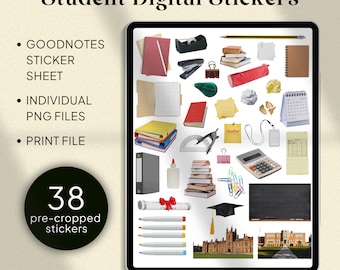 Student Digital Stickers: Pre-Cropped for Goodnotes (individual PNG files also inlcuded)