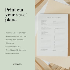 Printable Travel Planners, Packing List, Organizers, , Itinerary Planning, Holiday Planner, Travel To Do List, Letter, Half-Letter, A4, A5 image 2