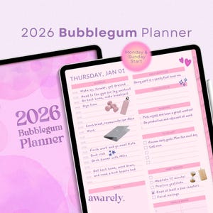 Planificador digital 2026: diario, semanal, mensual, con autocuidado, presupuesto, comidas y objetivos (iPad/Android)