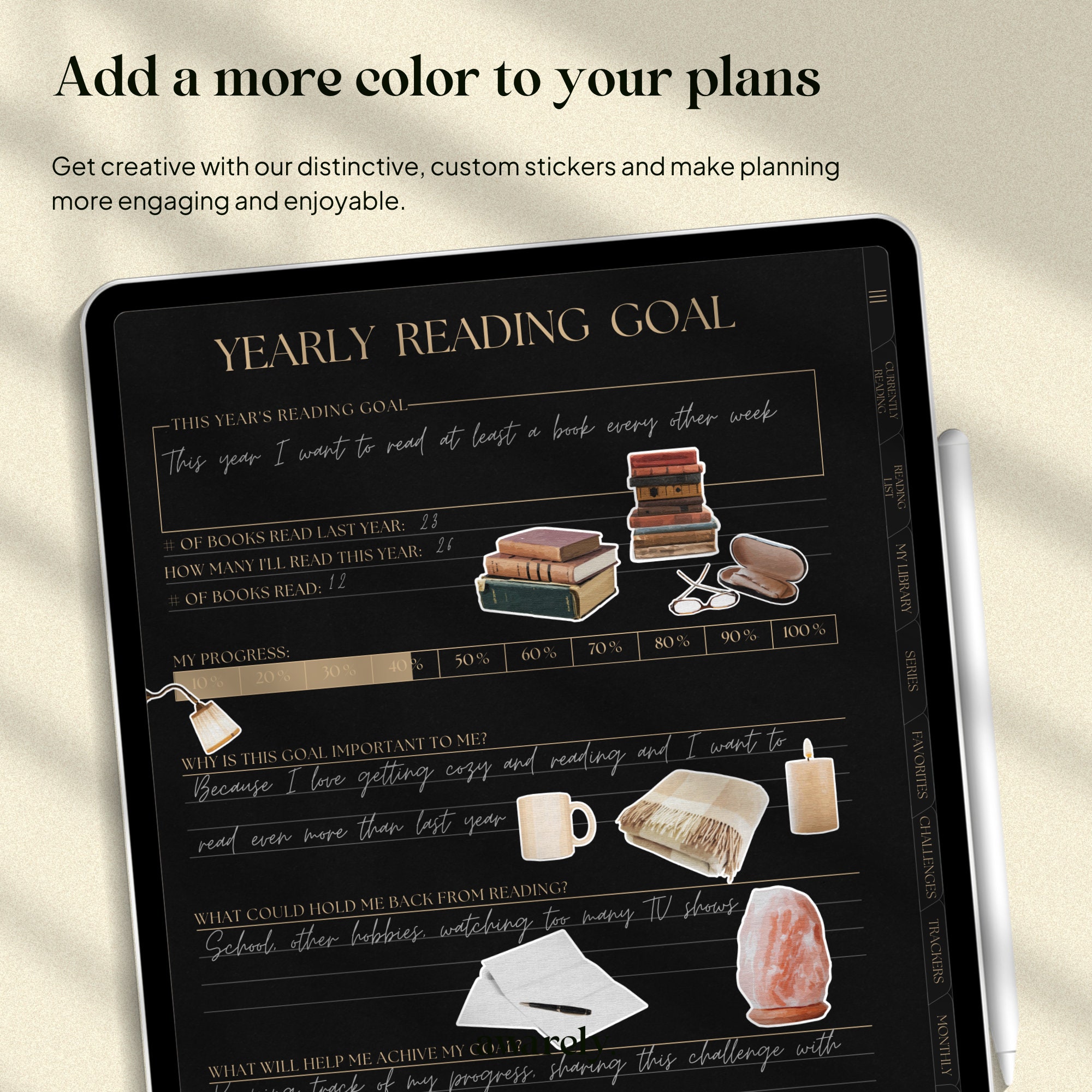 Reading Journal Digital Sticker Sheet: Pre-cropped Goodnotes Stickers ...