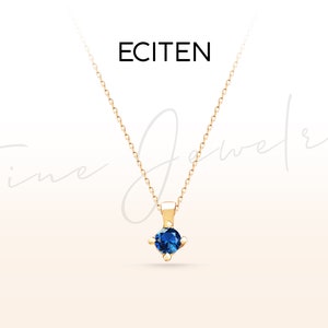 Necklace,Solitaire Sapphire Necklace,Dainty Necklace in 14K Solid Gold,Prong Set,Sapphire Pendant,Minimalist Necklace,Birthday Gift for Her