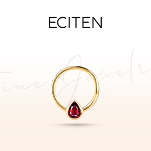 Knorpel Hoop,Knorpel Ohrring,Perlenschliff Rubin Clicker Piercing,Einzelner Ohrring,Gold 14K