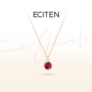 Necklace,Ruby Solitaire Necklace,Dainty Necklace in 14K Solid Gold,Bezel Set Bridal Necklace,Ruby Pendant,Minimalist Necklace,Gift For Her