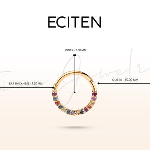 Rainbow Serial Gemstone Hoop Clicker Piercing