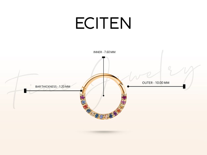 Rainbow Serial Gemstone Hoop Clicker Piercing