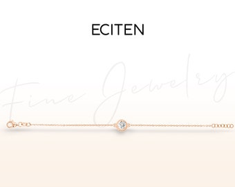 Bracelet,Bridal Diamond Bracelet,14k Gold Bracelet,Diamond Solitaire Bracelet,Diamond Bezel Set,Dainty Diamond Bracelet,Gift for Her
