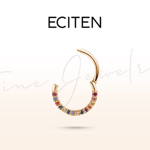 Colourful Serial Gemstone Hoop Clicker Piercing
