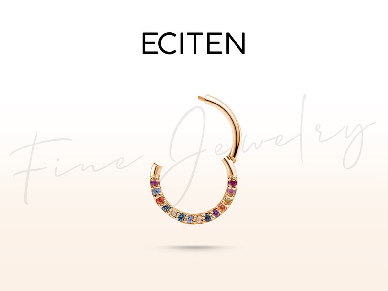 Colourful Serial Gemstone Hoop Clicker Piercing