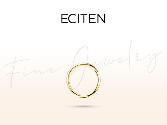 14K Solid Gold Lip Ring: Punk Style Septum Hoop Clicker, Helix Piercing (16G-18G)