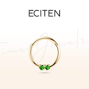 Smaragd Hoop Clicker Ohrring, 2 Smaragd-Piercing aus 14K Gold, 16G Knorpel Helix, Geburtstagsgeschenk für Sie, 10 mm Außendurchmesser
