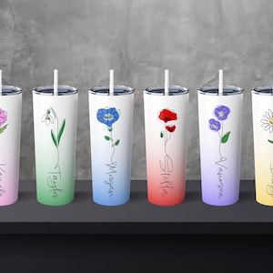 Personalized Birth Month Flower Tumbler – Avito