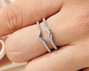 Moissanite Sterling Silver Enhancer Ring - Wedding Guard Jacket Band