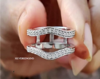 Customizable Moissanite Ring Enhancer: Sterling Silver Curve Band