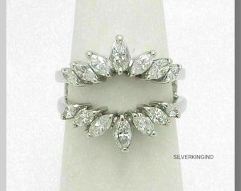 2 Ct Simulated Diamond Enhancer Guard Wrap Wedding Ring 14K White Gold Plated / marquis cut enhancer ring