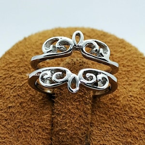 Enhancer Wrap Guard Ring for Women Ring ,925 Sterling Silver Enhancer Ring Guard ,14k White Gold Plated Bridal Band Ring, Mothers Day Gift